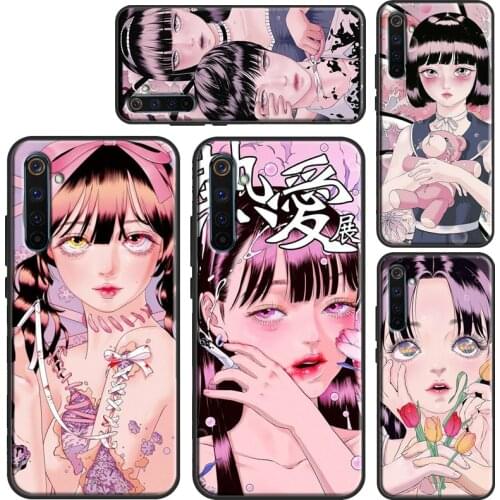 Cartoon Girl Aesthetic Case For OnePlus 9 8 Pro Nord 7T 8T 9R Cover For Realme C3 C21 C11 C15 GT Neo 6 7 8 Q3 Pro