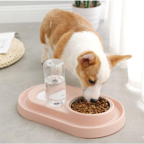 Pet Dog Feeding Bowls for Cats Double Bowls Automatic Feeder Food Bowl with Water Drinking Feeder Bowls for Cat Dog Accessories