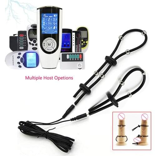 Electro Shock Penis Ring Silicone Scrotum Ring,Electric Stimulation Bead Massage Cock Ring Penis Enlarge Delay Time Ring,Sex Toy