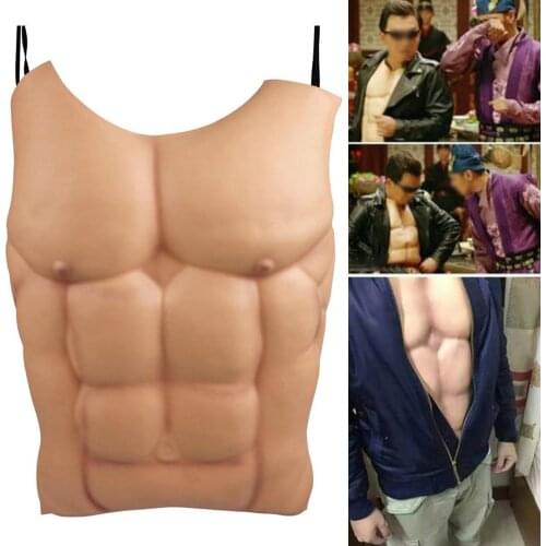 Hot EVA Men Realistic Chest Fake Skin Chest Muscle Lifelike Human Body DIY Costume Cosplay Props Party Halloween Decoration