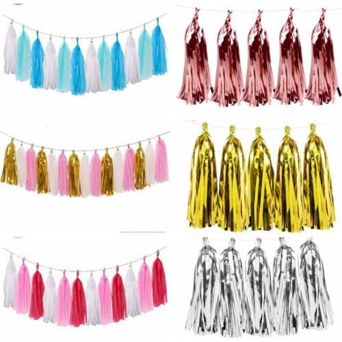 Tissue Paper Tassel Garland for Wedding Kid Unicorn Birthday Party Decoration Baby Shower Favors Supplies Party Background Decor
