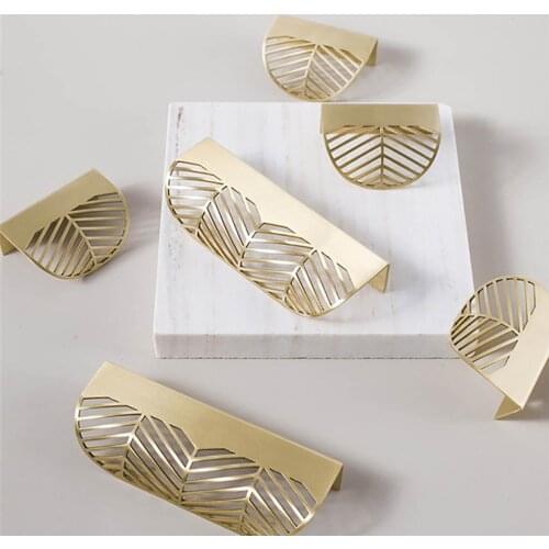 Hot Sale 1PC Leaf Shape Drawer Handle Brass Furniture Door Pull Knob Cabinet Cupboard Door Handle