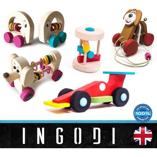 INGODI Baby or Toddler Handmade Wooden Toys for Christmas, Birthday, Baby Shower, Baptism Gift