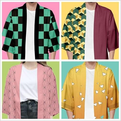Anime Kimono Demon Slayer Kimetsu no Yaiba Cosplay Japan Kimono Haori Yukata Coat Women/Men Summer Casual Clothes