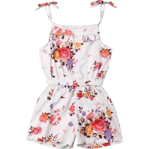 Girl Rompers Baby Kids Girls Sleeveless Rompers Floral Print Jumpsuit Clothes Outfits Sets 2-7 Y Clothes Clothes