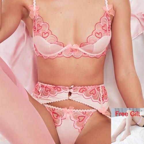 Lingerie Womens Underwear Set Mesh Lace Transparent Bra Sexy Lingerie Set 3 Piece Set Sexy Erotic Lingerie Set