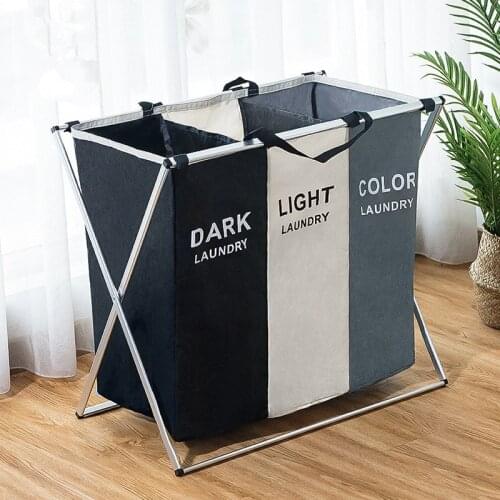 Laundry Basket Two/Three Grids Dirty Clothes Storage Basket Organizer Basket Collapsible Waterproof Folding Large Laundry Hamper