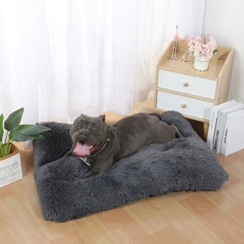 Dog Bed Long Plush Pet Cushion Blanket Soft Fluffy Dog Cat Nest Kennel Orthopedic Foam Puppy Sleeping Beds Pet Accessories