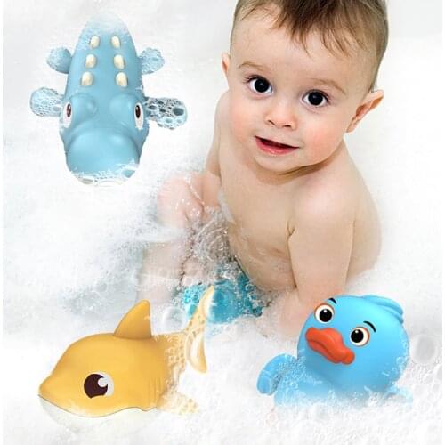 Summer Bear Shark Crocodile Baby Bath Toys For Baby Boys And Girls Animal Clockwork Swimming Water Toy Game For Bathroom Bathtub