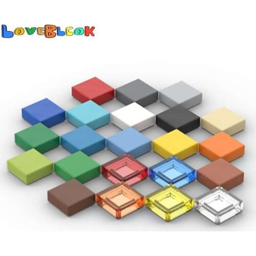 LoveBlock Tile 1x1 with Groove Flat Building Blocks Assembles MOC Technical Parts DIY Toys Gift Creative 3070 For Kid 10pcs/Lot