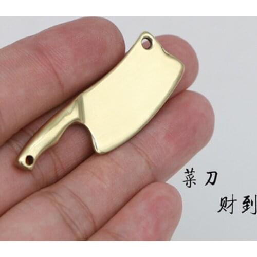 ZOCDOU 1 Piece Pure Brass Handmade Kitchen Knife Small Pendant Statue Little Figurine Crafts Figure Ornament Miniatures