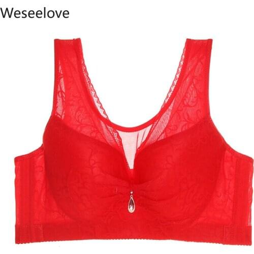 2020 New Push Up Bra Full Cup Lace Soutien Gorge Bralette Anti-Exposure Vest Breast Hugging Adjustable Bra Plus Size Women E82-2