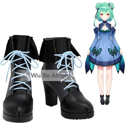 VTuber Uruha Rushia Cosplay High Heels Shoes Boots Cosplay Short Straight Hair Buns Synthetic Hair wig shoe Headwear