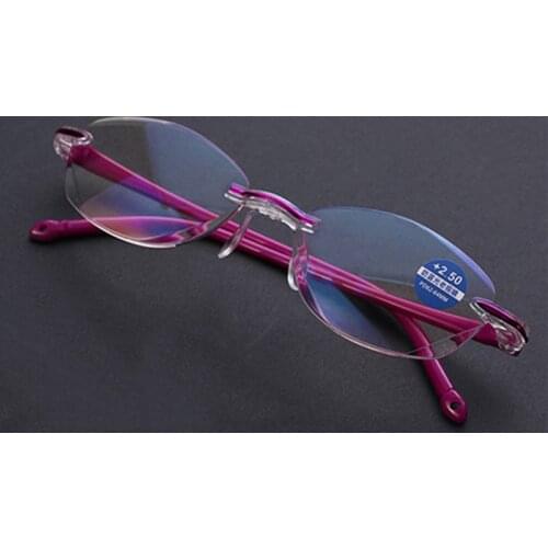 Anti-blue Light Reading Glasses Diopter +1.0 +1.5 +2.0 +2.5 +3.5 +4.0 Frameless Computer Glasses Women Ladies Presbyopia Eyewear