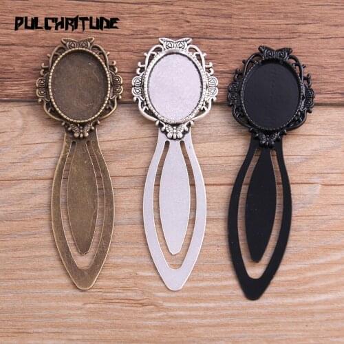 2pcs Three Color 18*25mm Cameo Steel Animal Owl Bookmarks Oval Cabochon Settings Jewelry Blank Charm