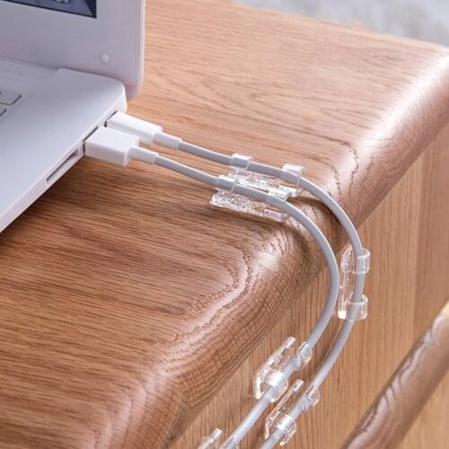 20PCS Self-adhesive Desktop Cable Organizer Fixing Clamp Desk Cable Management Frame Wire Storage Black White Transparent