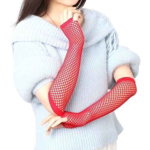 1 pair of womens gloves with hollow holes sexy punk goth ladies disco dance costume party fingerless mesh fishnet gloves