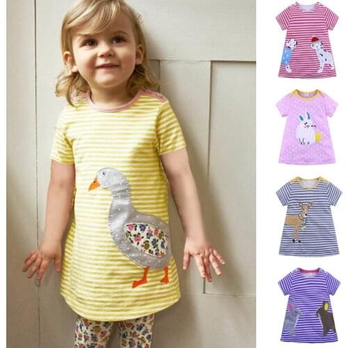 2021 New Arrival Children Girls Casual Dresses Short Sleeve Kids Clothes Girls Cartoon Cute Summer Dress Vestidos De Verano