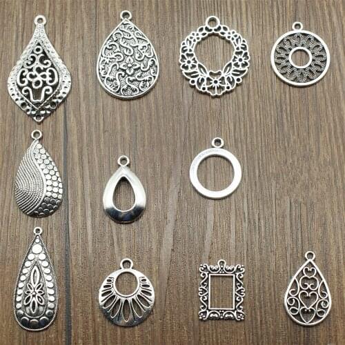 10pcs Charms Waterdrop For Earring Making DIY Jewelry Findings For Jewelry Making Accessories Antique Silver Color