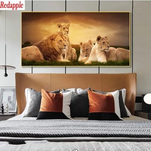 Full square diamond painting Modern animal art, brown lion pictures for embroidery round diamond mosaic paintings decoration