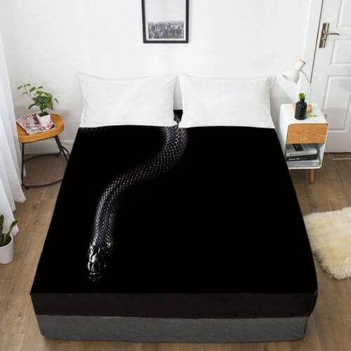 Elastic fitted sheet bed sheet With An Elastic Band 150x200/180/200/160x200 Mattress Cover Bed cover 1pc Black snake