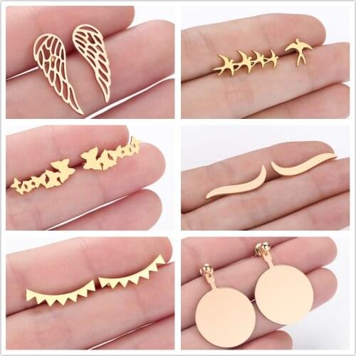 Trendy Leaf Earrings Ear Climber Wing Heart Stud Earrings for Women Everyday Jewelry Boho Butterfly Sun Solar Ear Cuff Piercing