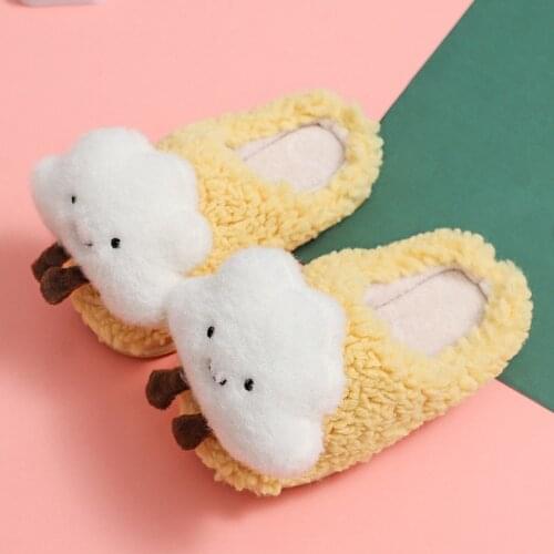 New 2021 Winter Girls Slippers Cute Cartoon Clouds Children Cotton Slippers Boys Flip Flops Home Kids Floor Shoes Soft Non-slip