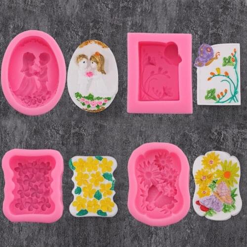 Soap Aromatherapy Silicone Mold Cake Decorating Tools Flower Bride Groom Angel Mermaid Fondant Chocolate Soap Mould for Wedding