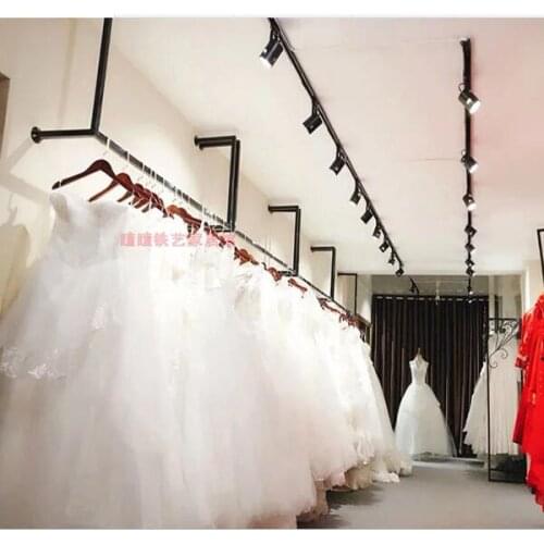 Tieyi wedding rack hanging high-grade display rack wedding dress shop dress hangers on the wall u-shaped clothing rack ceiling