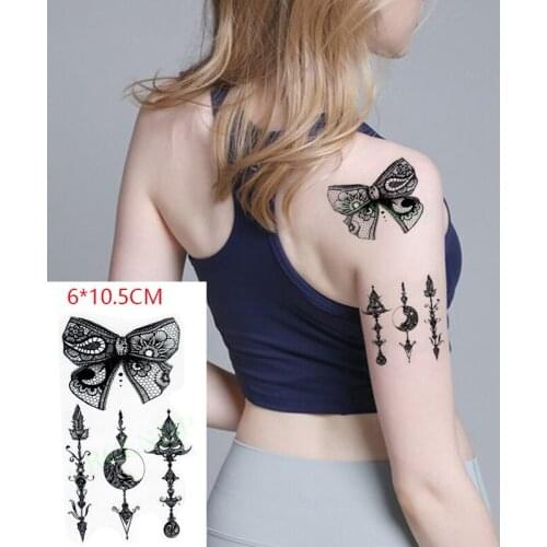 Waterproof Temporary Tattoo Sticker Bow Feather Flower Star Circle Sexy Body Art Flash Tattoo Fake Tattoo for Women Men