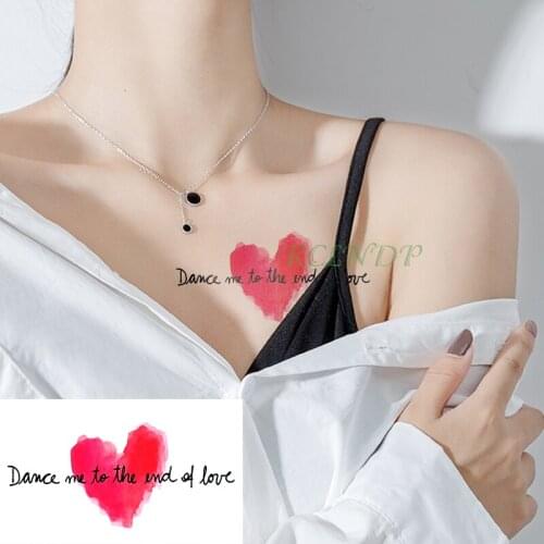 Waterproof Temporary Tattoo Sticker dance me to the end of love Heart Fake Tatto Flash Tatoo Wrist Foot Hand For Girl Women Men