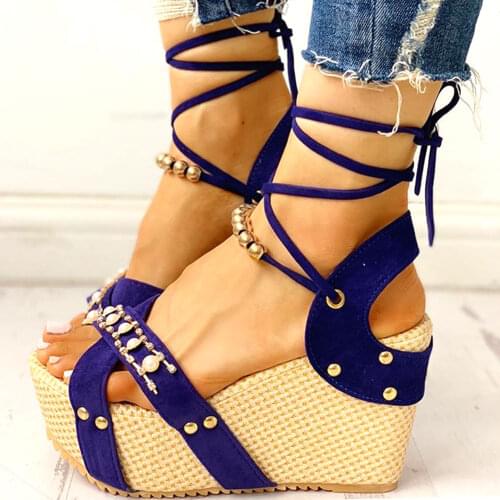 2021 Leisure Comfortable High Heels Platform Summer Wedges Sandals Platform Shoes Women Bohemia Vacation Cosy Walking