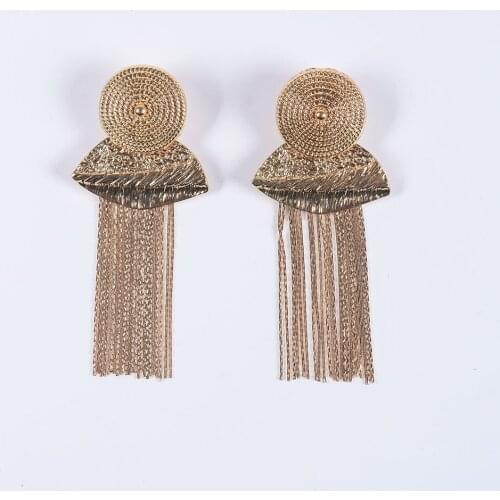 Za 2019 Boho Gold Alloy Long Tassel Statement Earrings for Women oorbellen Gypsy Indian Jewelry Gift