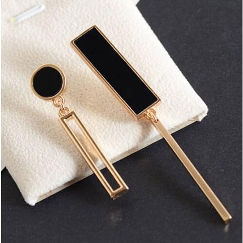 Korean Statement Earrings 2020 Big Black Gold Color Round Square Geometric Earrings Metal Dangle Drop Earrings Jewelry for Women