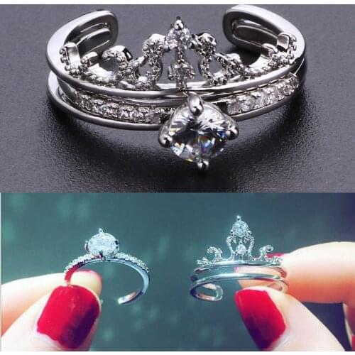 2020 New Fashion Luxury Engagement Ring set Female AAA Zircon Austria Crystal Silver Color Wedding Rings For Women Party Gift