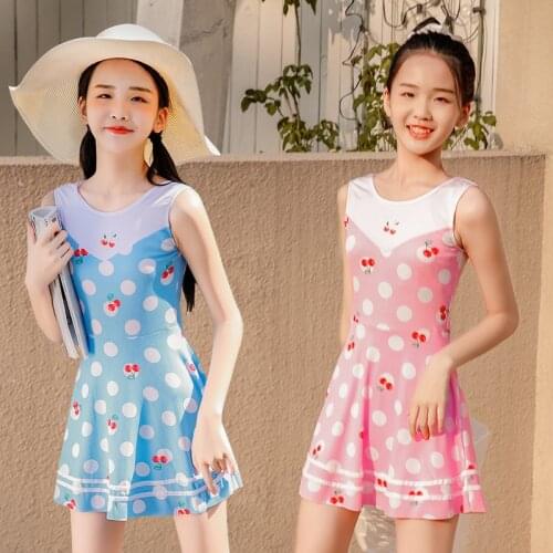 2021 New Fashion Female Older Childrens Swimwear 8-14 Years Old Childrens One-piece Skirt-style Hot Spring Swimwear