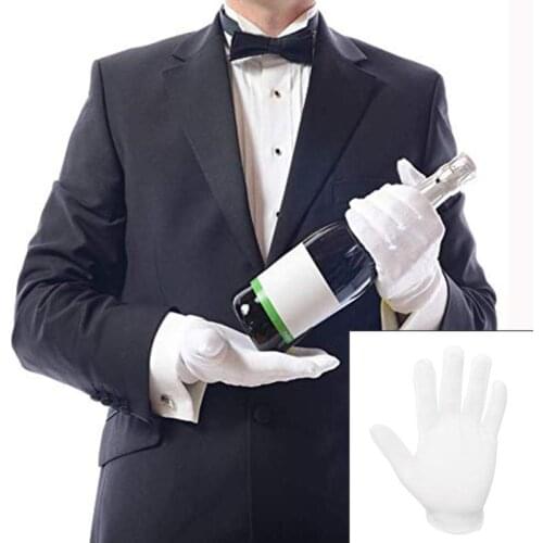 24Pcs White Cotton Gloves Stretchable Coin Jewelry Silver Inspection Mittens 28GD