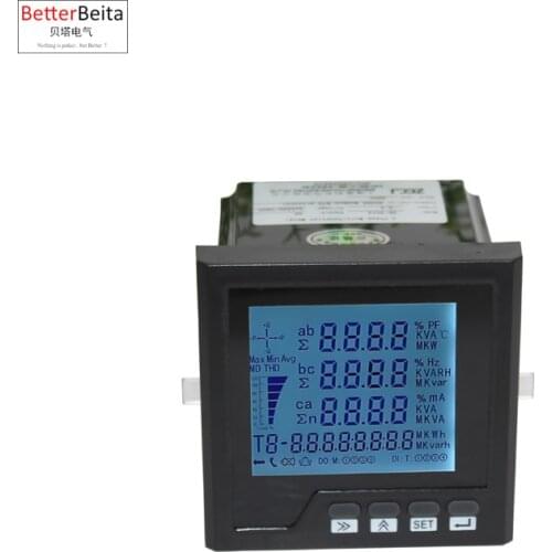 3 phase multifunction panel meter analyzer A,V,W,kWh,cos, Hz, Var , power meter with RS485 Modbus-RTU