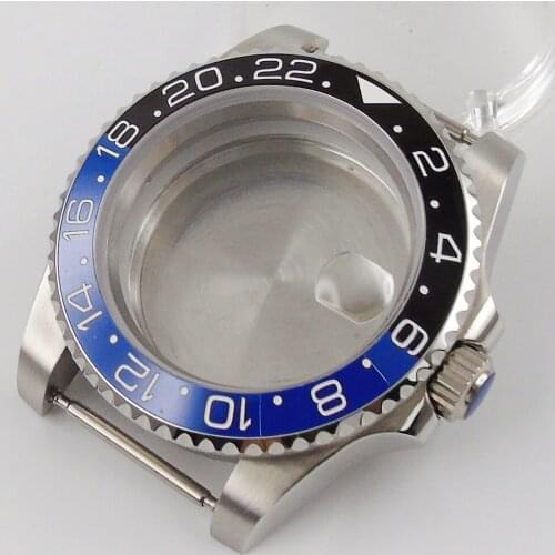 43mm Sapphire Glass black Blue bezel Watch Case fit 8205 8215 821A 2836 Movement Watch Case