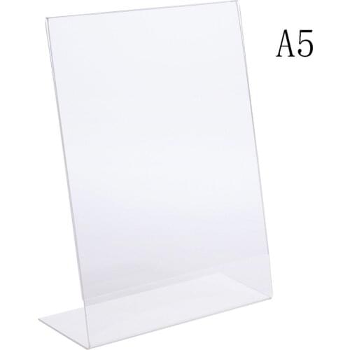 210*148mm Acrylic L-shaped Price Tag Display Holder Menu List Label Stands for Sign Stands, Poster Racks