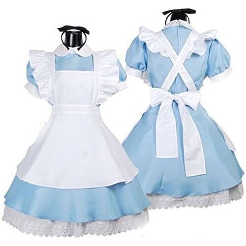 Free shipping Hot Sale Alice in Wonderland Costume Lolita Dress Maid Cosplay Fantasia Carnival Halloween Costumes for Women