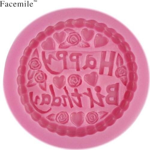 Free shipping Silicone mold Baking Pan cooking tools soap mold Happy birthday shape fondant Cake chocolate decorating tool