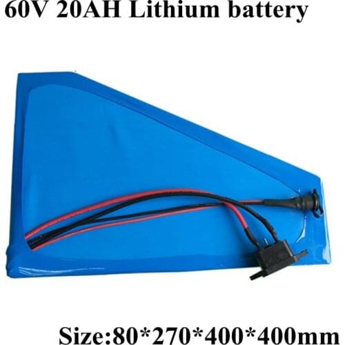 Free Shipping Super Power 60v 20ah Triangle Battery Pack Lithium Battery 60v for 1200W Ebike/scooter/motorcycle Bicycle