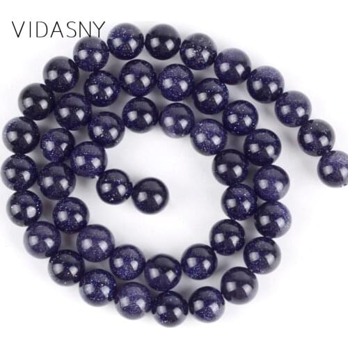 Natural Blue Sand Stone Beads Minerals Round Spacer Beads For Jewelry Making 4-12mm Diy Bracelet Necklace 15'' Wholesale