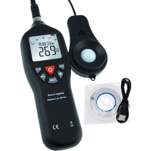 Lux Light Digital Meter with Data Logging Measurement Range 0 to 200,000 Auto Ranging Lux Instrument and Detachable Sensor