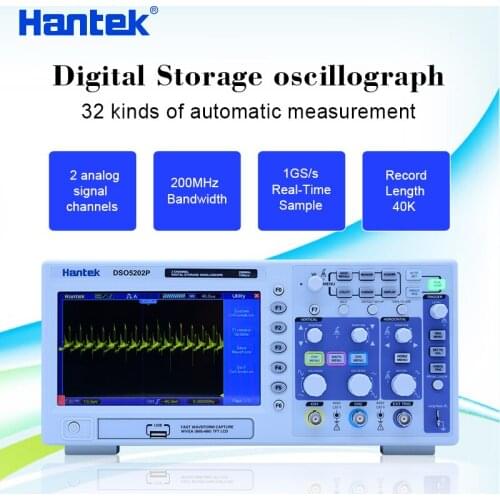 HantekDSO5102P Digital Storage Oscilloscope 100MHz 2CH 1GSa/s 7'' TFT LCD Record Length 40K USB AC110-220V factory direct sales