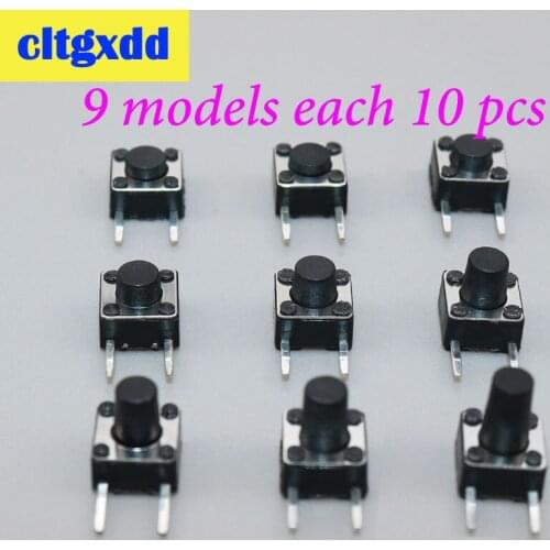 Cltgxdd 90pcs Button Touch Switch 6*6 keys button DIP 2pin Light touch Switch ON /OFF Touch Button , 9 models each 10 pcs