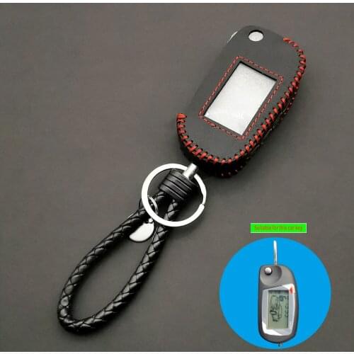 Carrying 100% Leather Case for Scher-Khan Magicar 5 6 Uncut Blade Fob Cover M5 M6 4 Buttons Folding Car Flip Remote + Keychain