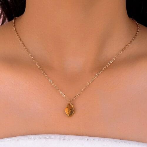 Find Me New Vintage Geometric Heart Lock Pendant Necklace For Women Fashion Party Jewelry