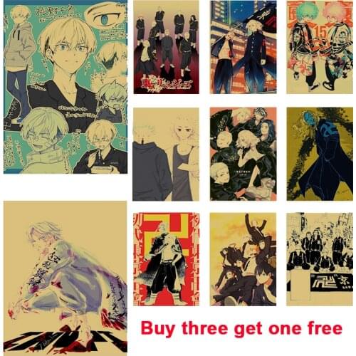 Classic Anime Tokyo Avengers Poster Painting Retro Art Wall Sticker Kraft Paper Bar Cafe Kitchen Living Room Decoration Painting